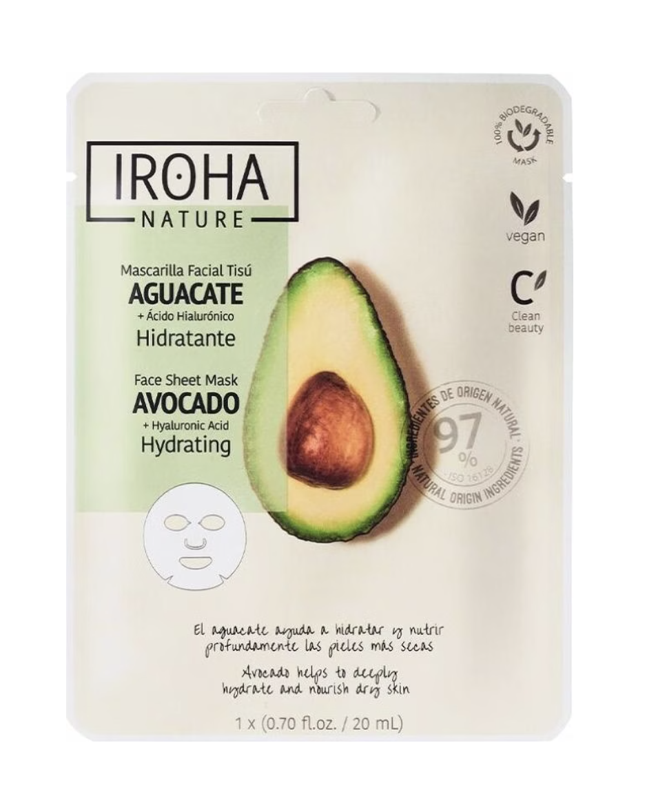 Iroha Nature – Aguacate - Hydrating Face Sheet Mask Avocado + Hyaluronic Acid
