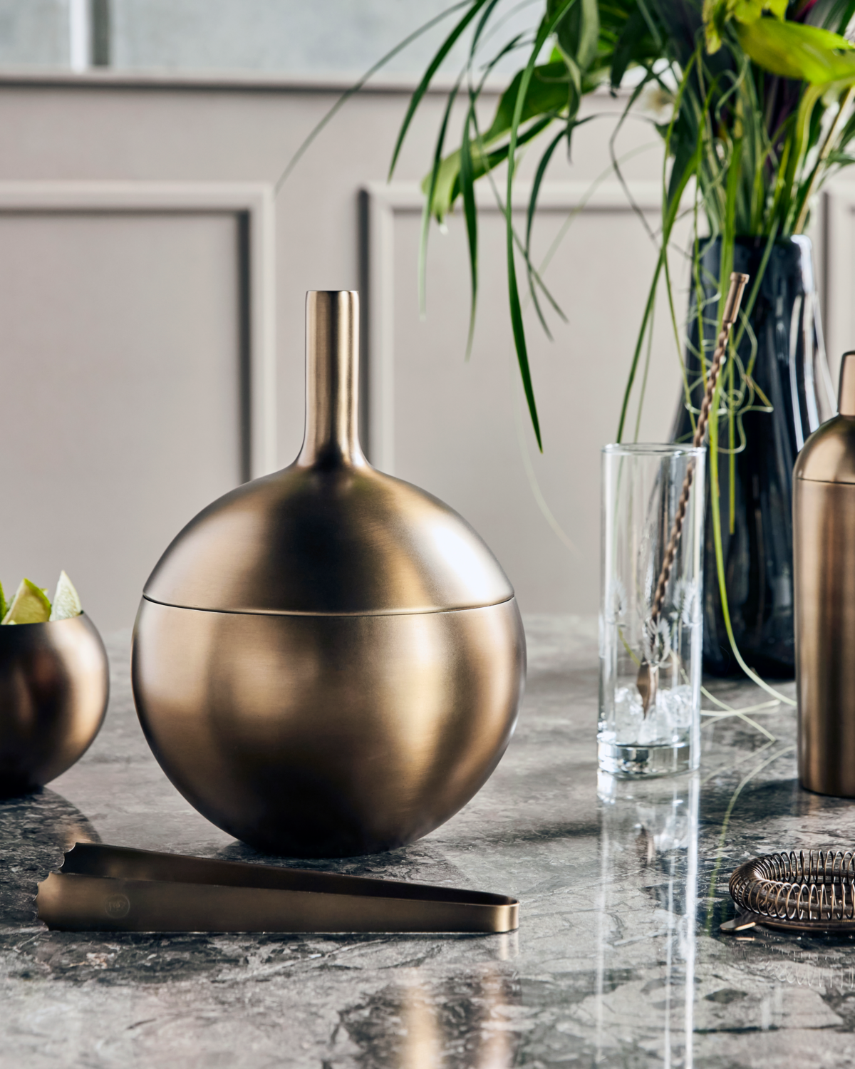 Eiskübel mit antikem Messing-Finish