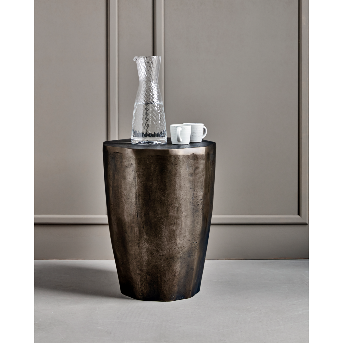 Side table, HDMeta, antique brass finish