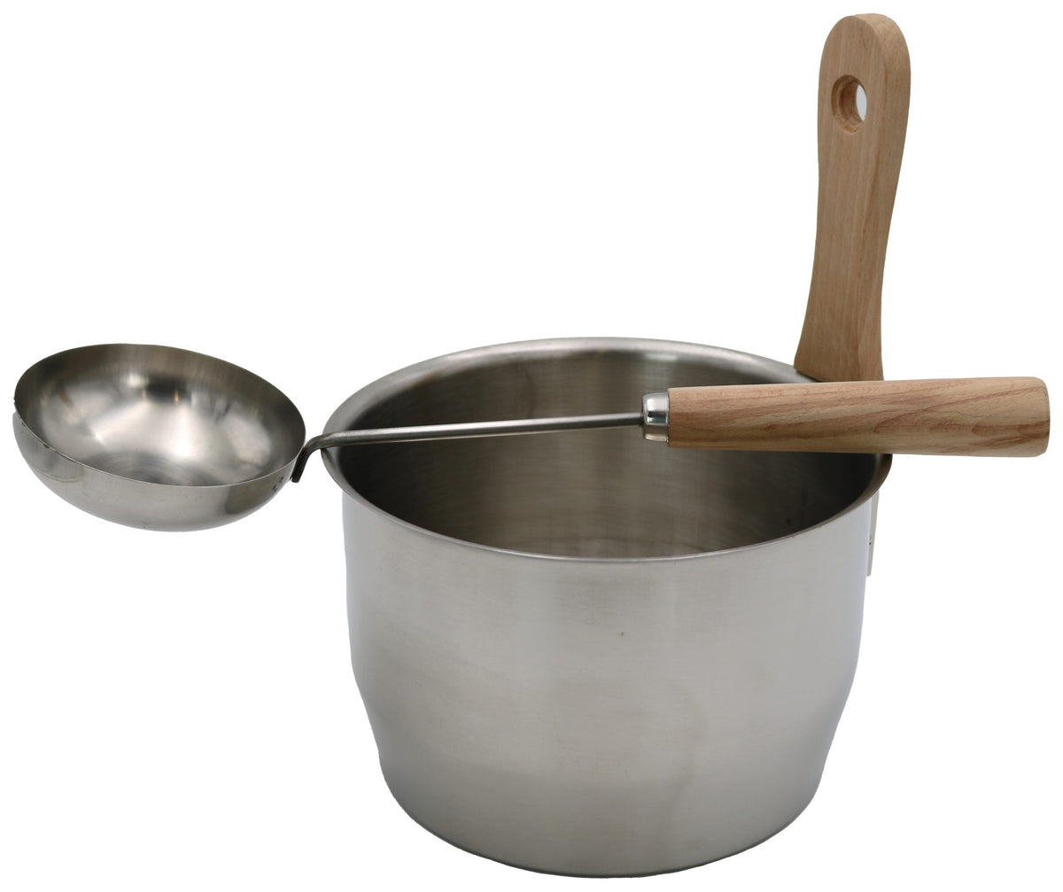 Sauna-Set Edelstahl – Eimer 4,5 l und Kelle 48 cm – Produktansicht