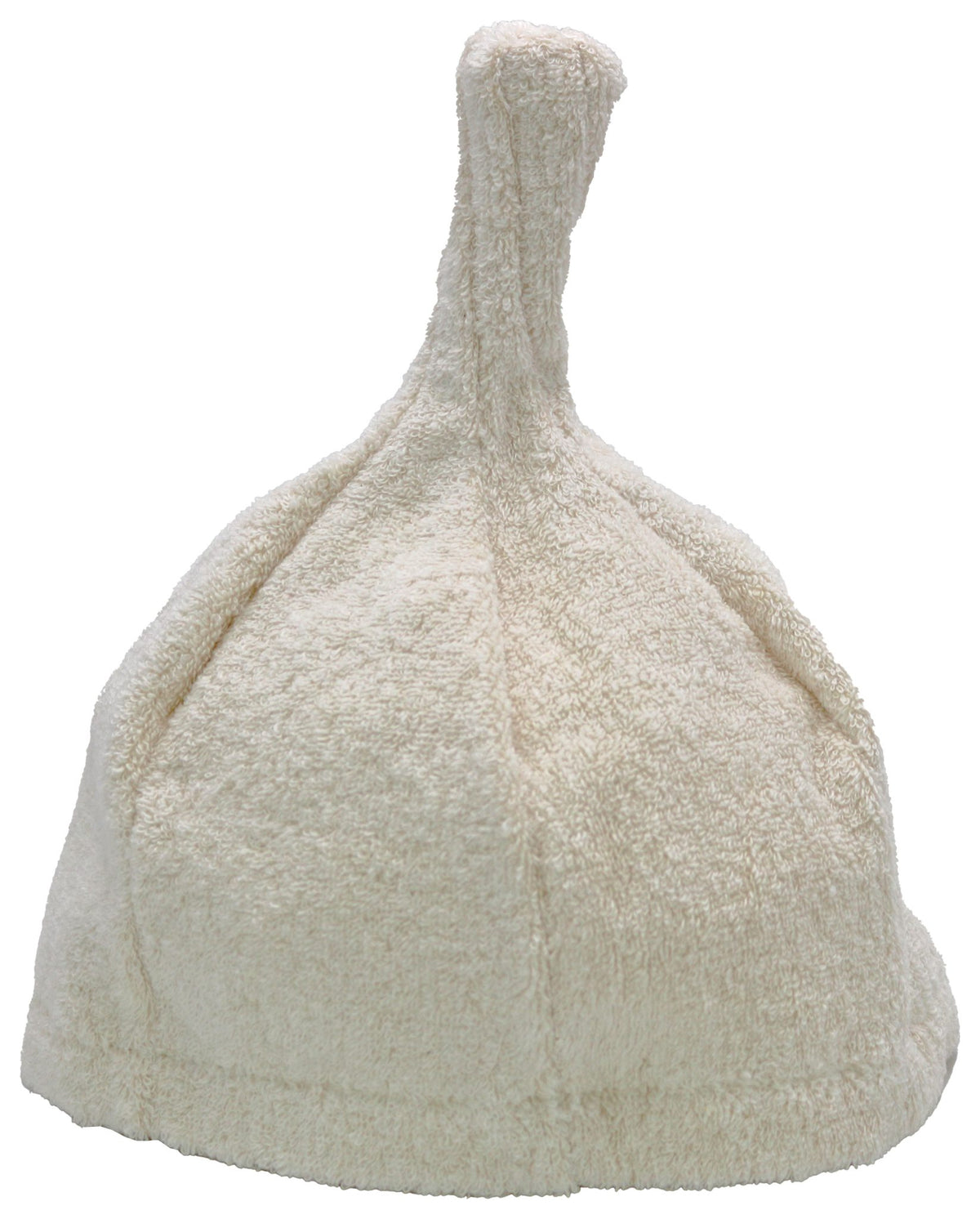 Saunahut aus Leinenfrottee – spitze Form, Weiss – Produktansicht