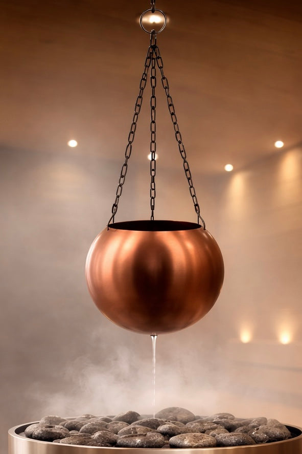 Sauna-Aromakugel Edelstahl 3 l – verkupfert mit Tropfmechanismus – weitere Originalansicht 2