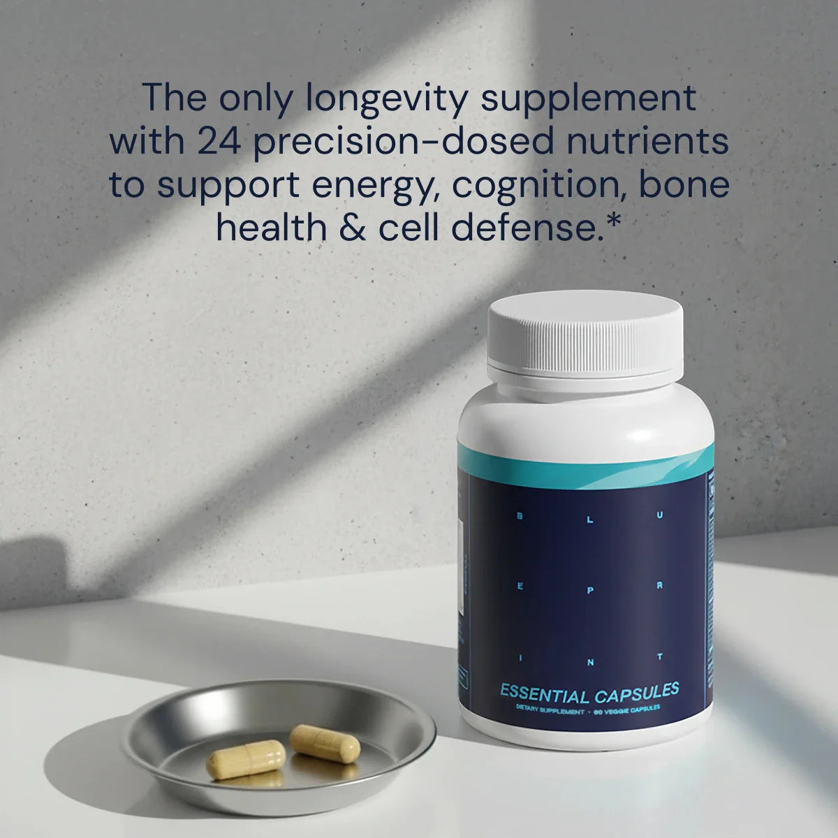 Blueprint Essential Capsules Dose Rückseite mit Nährwertangaben bei SAUNDAY
