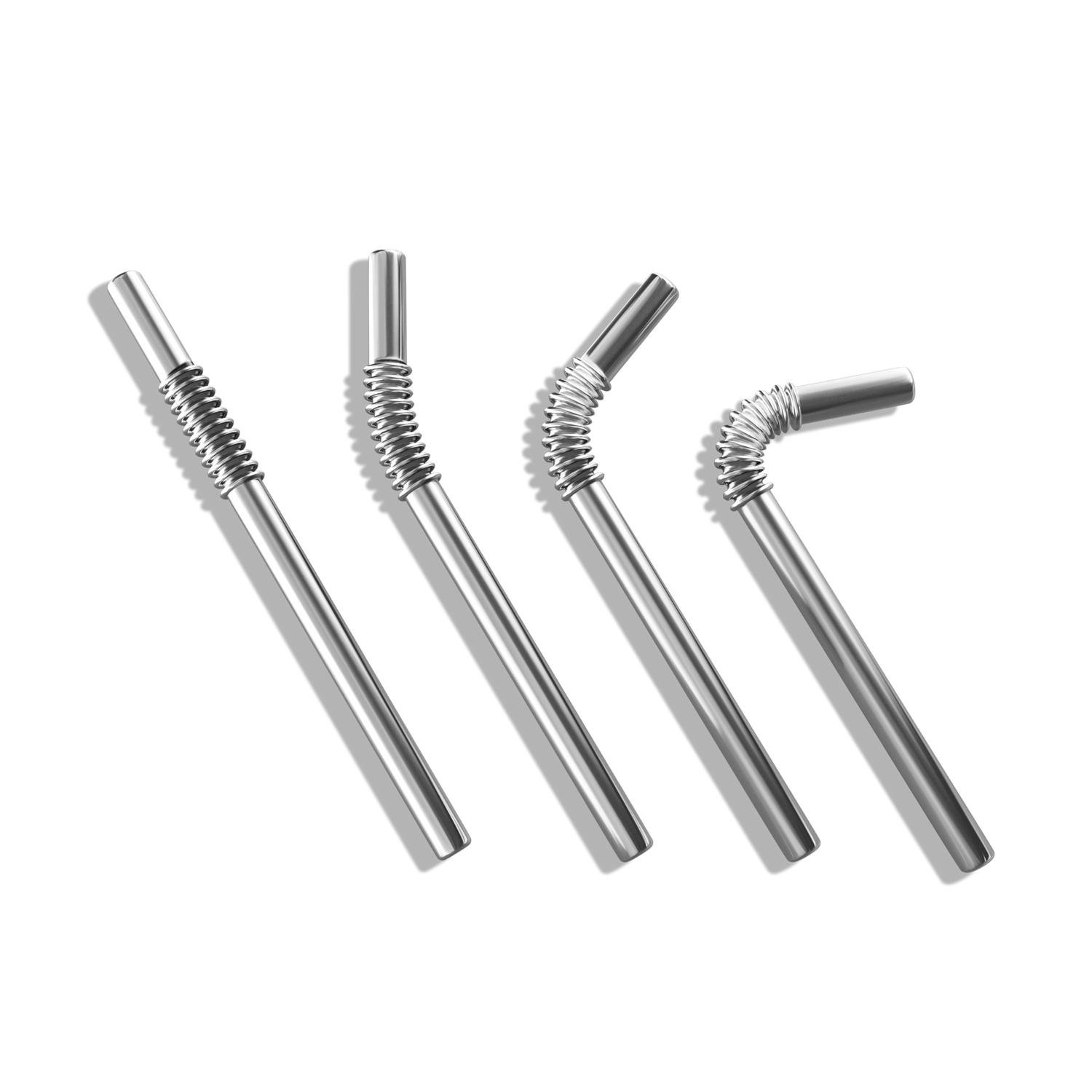 Set of 4 KNYGbare stainless steel drinking straws - 16cm