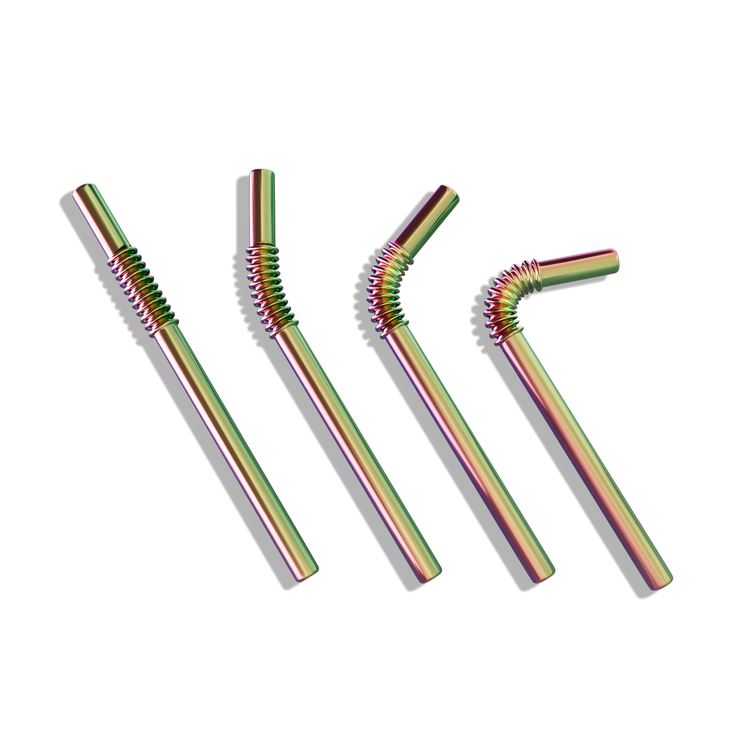 Set of 4 KNYGbare stainless steel drinking straws - 16cm