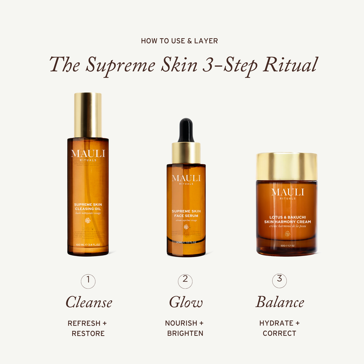 MAULI RITUALS Supreme Skin 3 Step Ritual – Gesichtspflege-Set – Produktansicht 2
