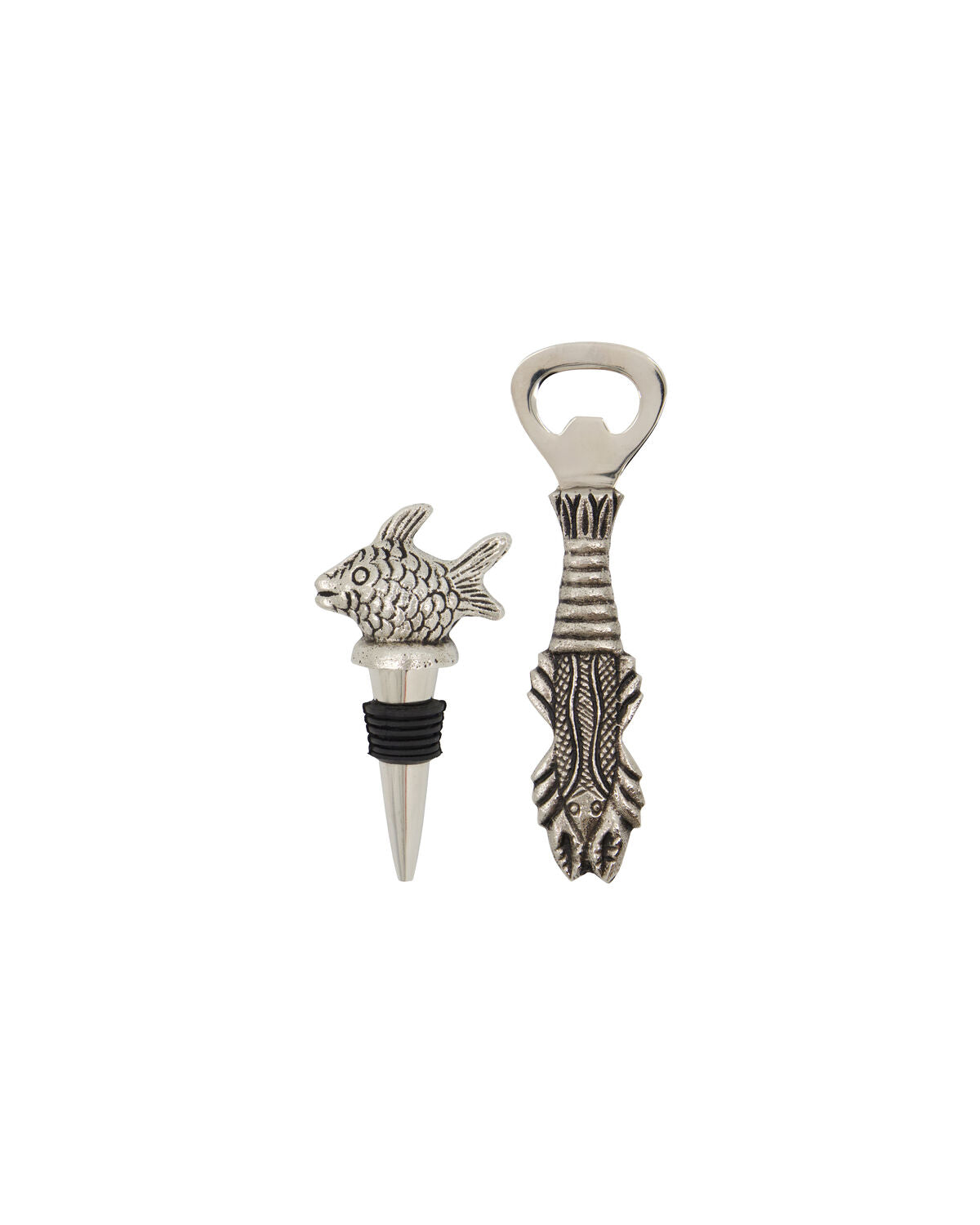 House Doctor Fish Flaschenöffner & Flaschenverschluss Antik-Silber