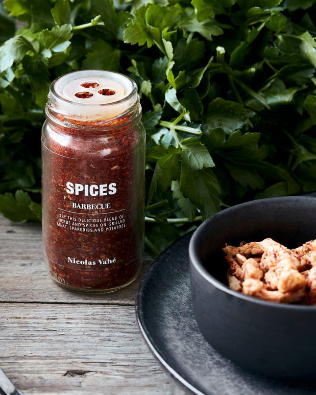 Spices with smoked chili, pepper and parsley