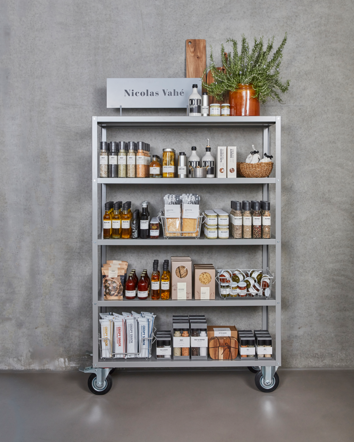 Shelving unit w. 4 wheels, NVTrolley, Grey