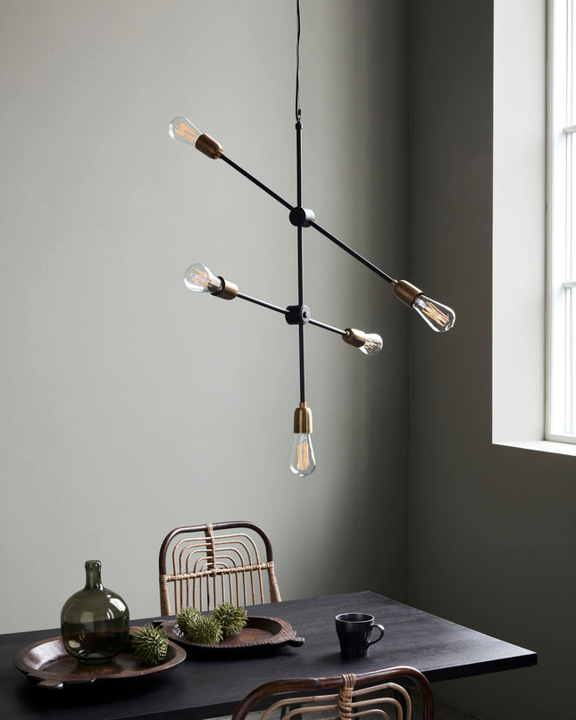 Molecular pendant light black-brass