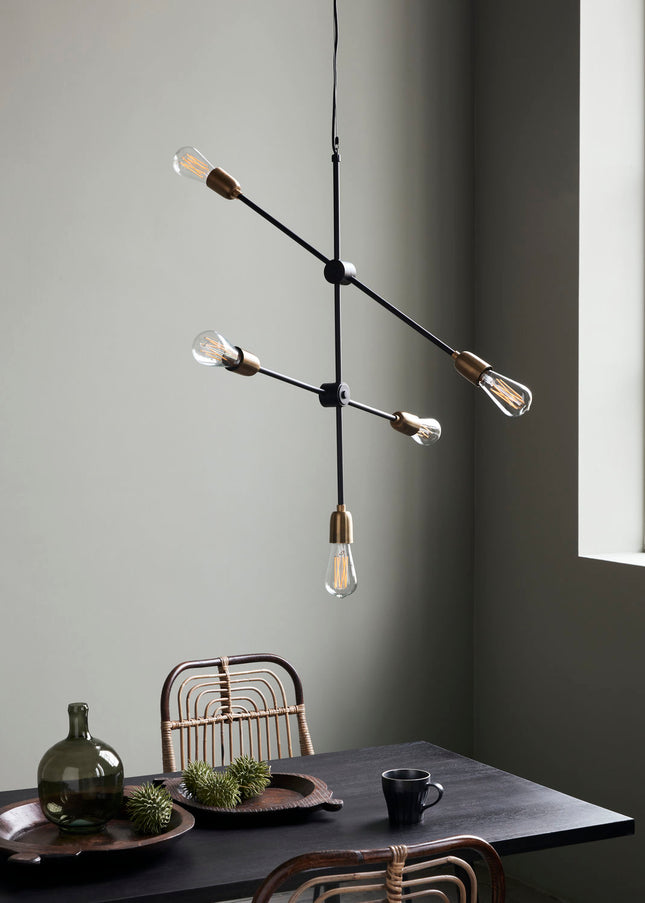 Molecular pendant light black-brass