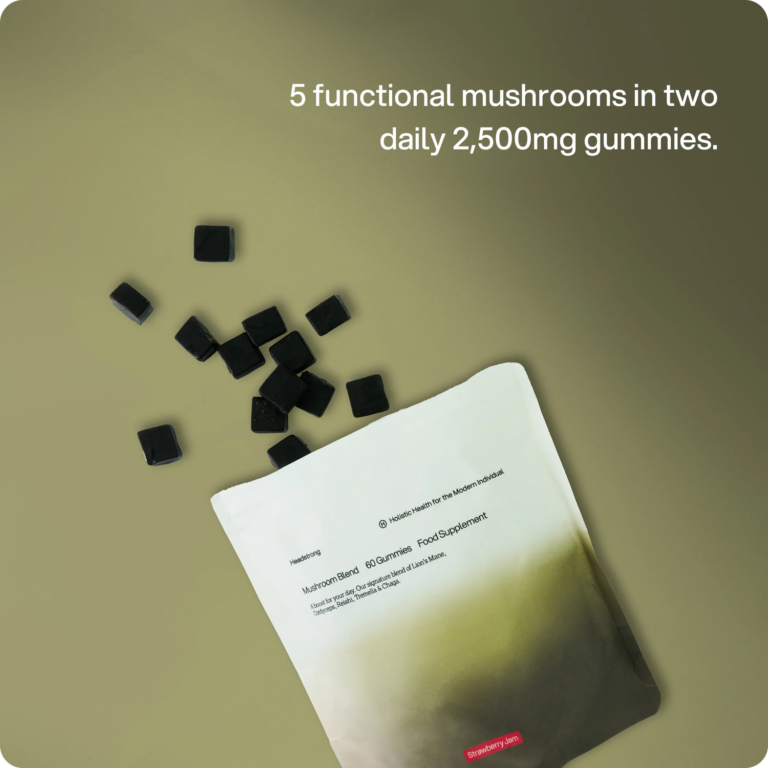 Mushroom Blend Gummies – 2,500 mg – Strawberry Jam