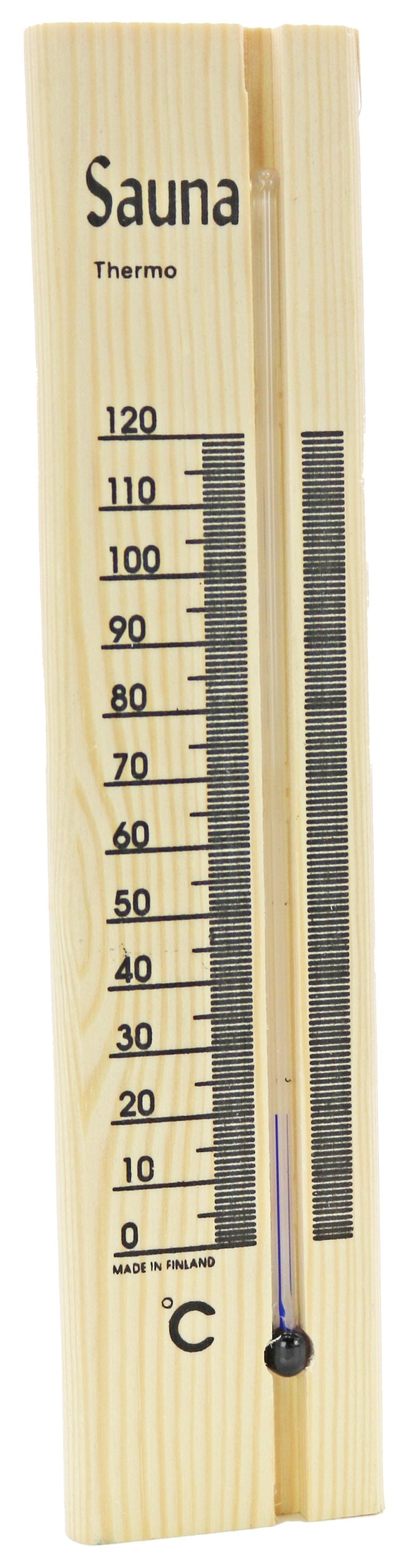Sauna-Thermometer mit Kapillare aus Kiefernholz – Produktansicht