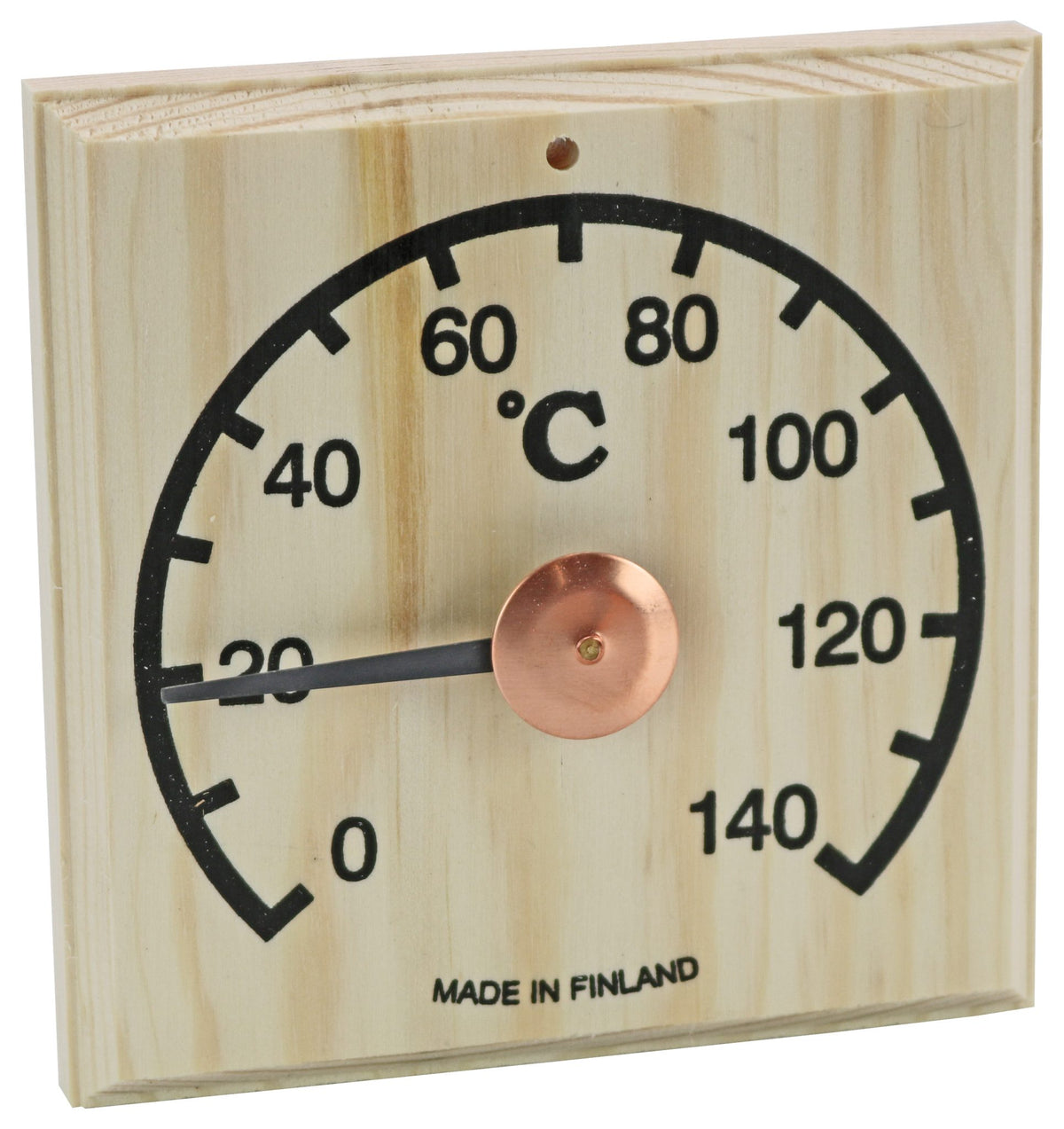 Sauna-Thermometer Kiefernholz 12 × 12 cm – Produktansicht