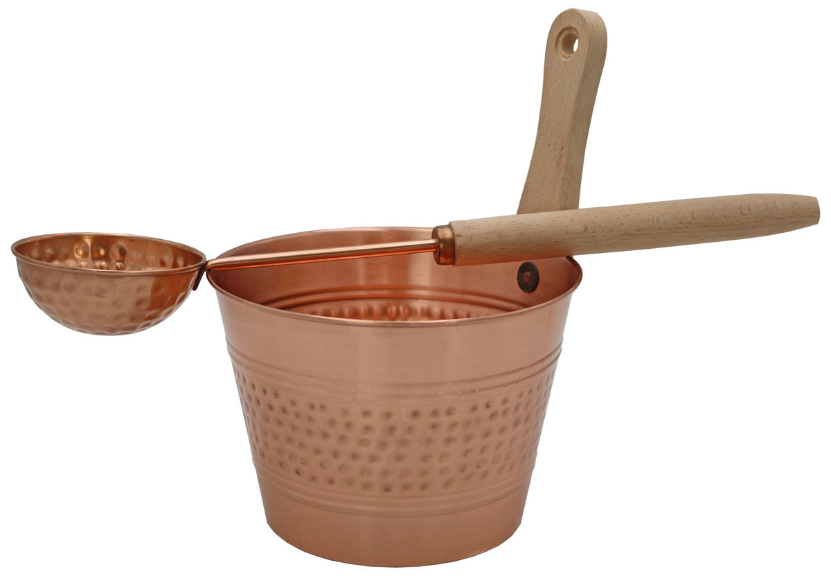 Sauna-Set Kupfer – Eimer 4 l und Kelle 48 cm – Produktansicht