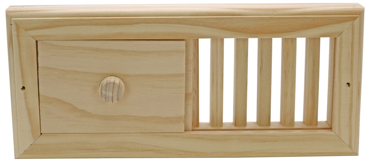 Sauna-Lüftungsgitter Kiefernholz 30 × 13 × 3 cm mit Schieber – Produktansicht