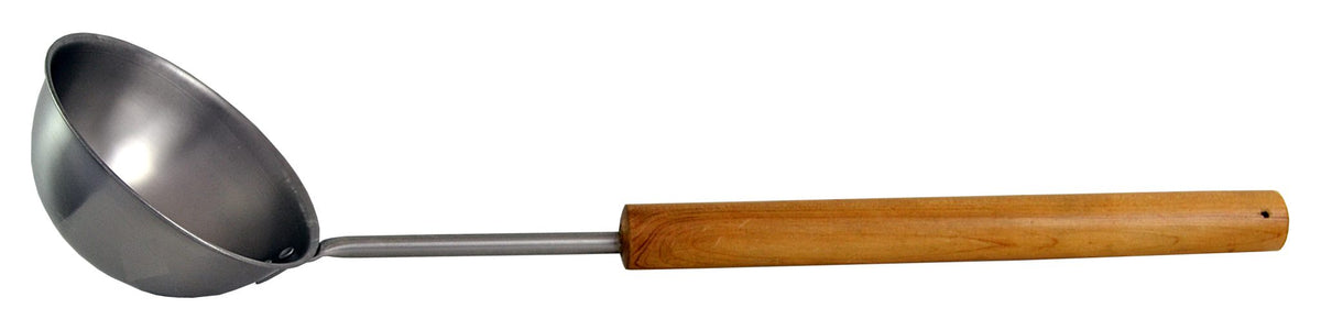 Saunakelle Edelstahl 45 cm mit teakfarbenem Griff – Produktansicht