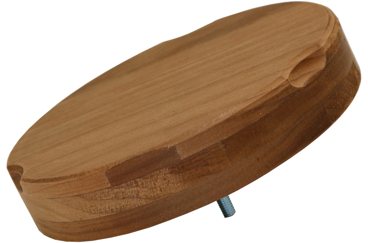 Sauna-Tellerventil Thermoholz Ø 100 mm mit Griffmulden – Produktansicht