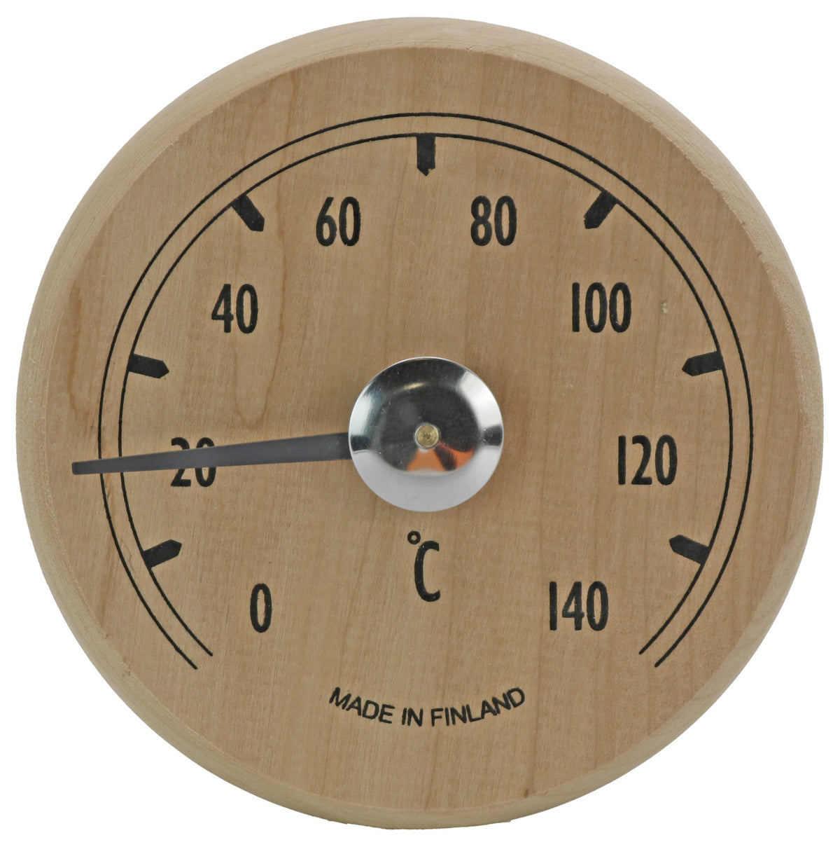 Sauna-Thermometer Schwarzerle rund Ø 11 cm – Produktansicht