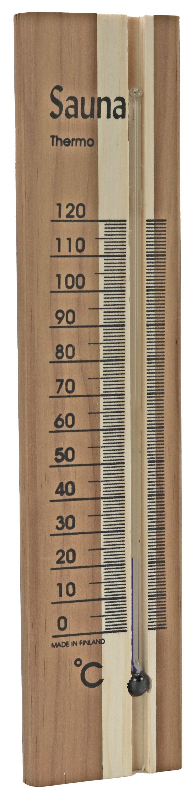 Sauna-Thermometer mit Kapillare aus Thermoholz – Produktansicht