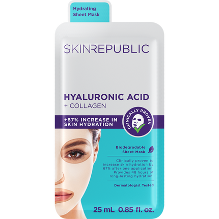 Hyaluronic Acid + Collagen facial sheet mask with hyaluronic acid