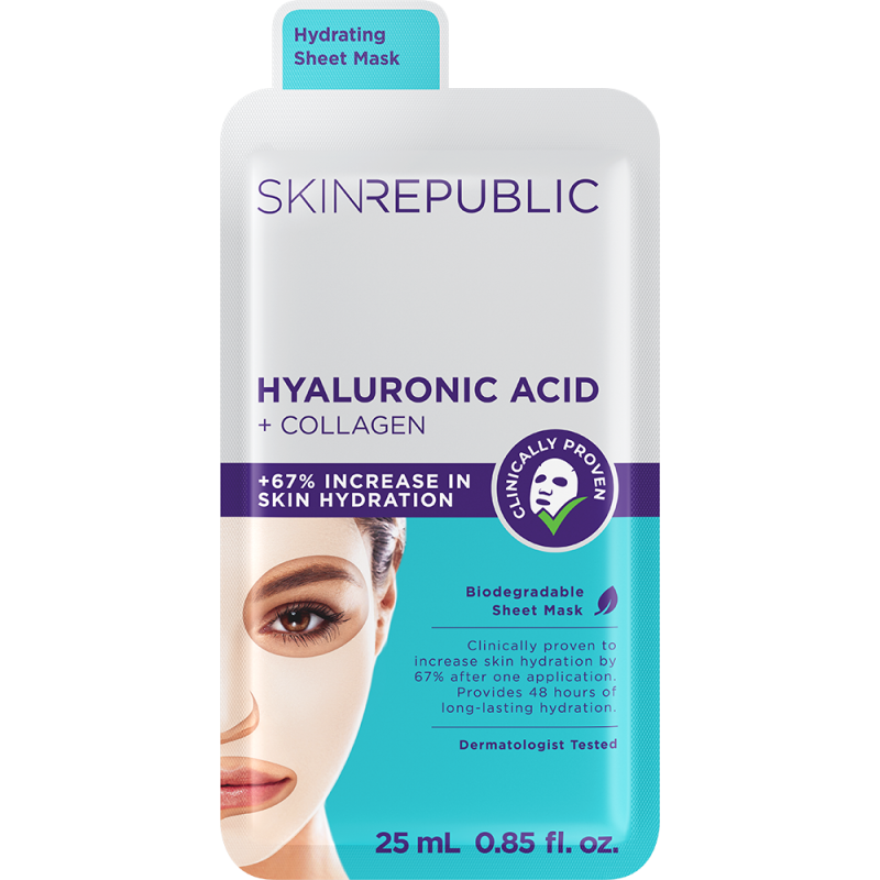 Hyaluronic Acid + Collagen Gesichts-Tuchmaske