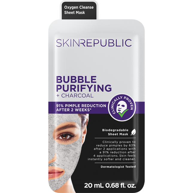 Bubble Purifying und Aktivkohle Maske