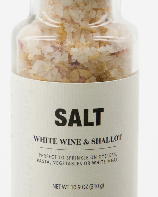 Salt mill with white wine and shallots