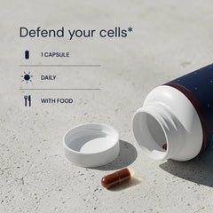 Verpackung Advanced Antioxidants mit Gesundheits- und Wellnessfunktionen auf weißem Hintergrund