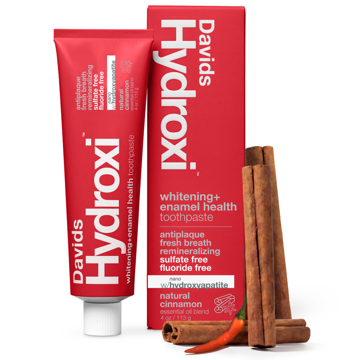 Davids Hydroxi™ whitening+enamel health nano hydroxyapatite premium toothpaste / cinnamon