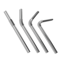 Set of 4 KNYGbare drinking straws made of stainless steel - 22 cm