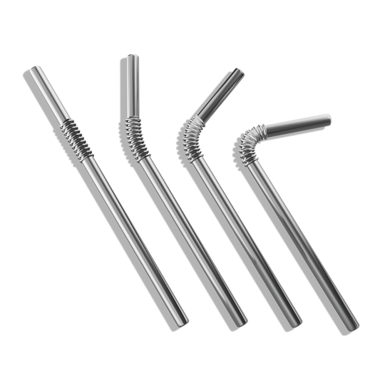 4er Set KNYGbare Trinkhalme aus Edelstahl- 22cm