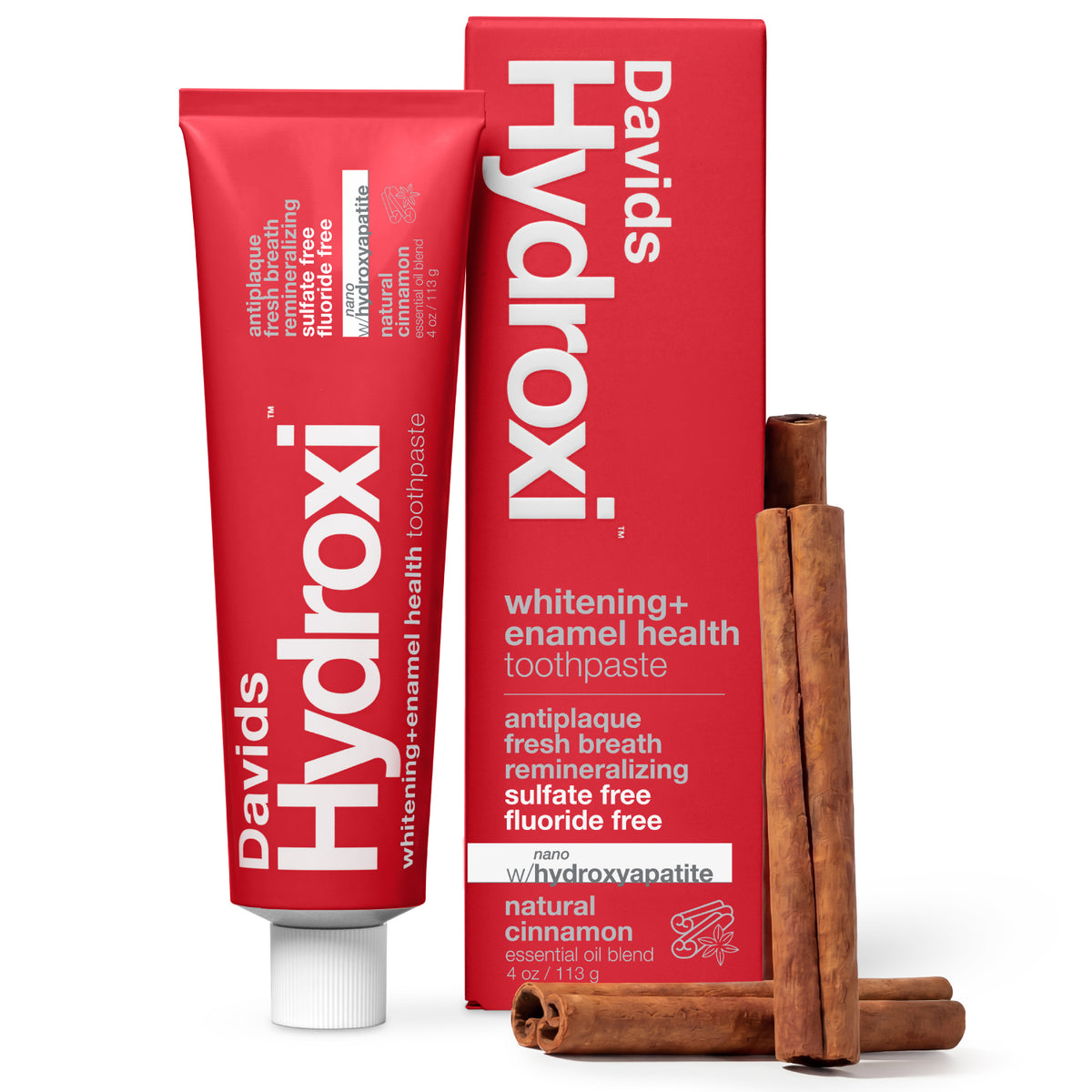 Davids Hydroxi™ whitening+enamel health nano hydroxyapatite premium toothpaste / cinnamon