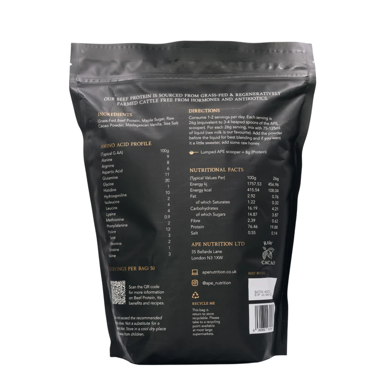Grass-Fed Beef Protein with Raw Cacao &amp; Maple Sea Salt