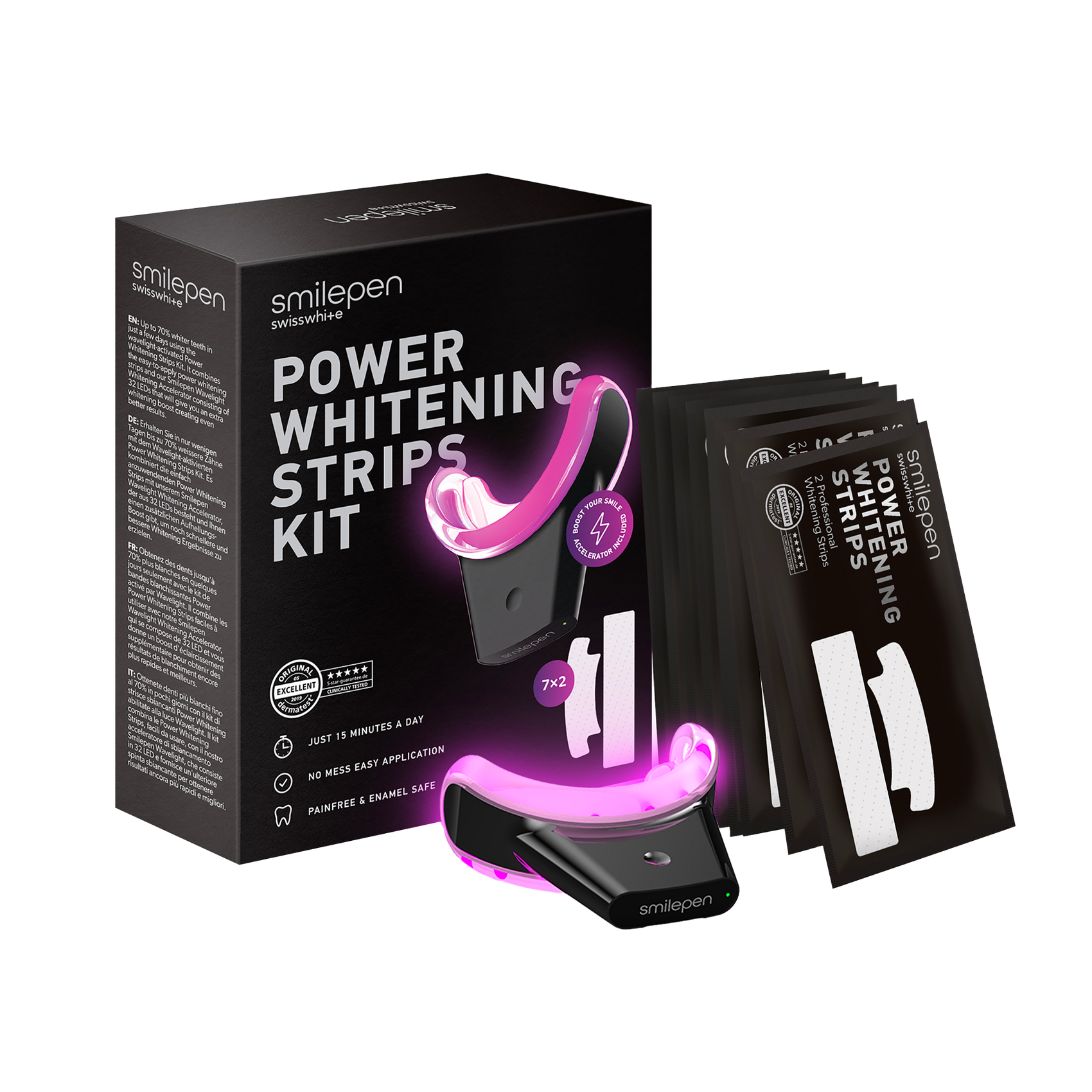 Power Whitening Strips Kit (7x2 &amp; LED)