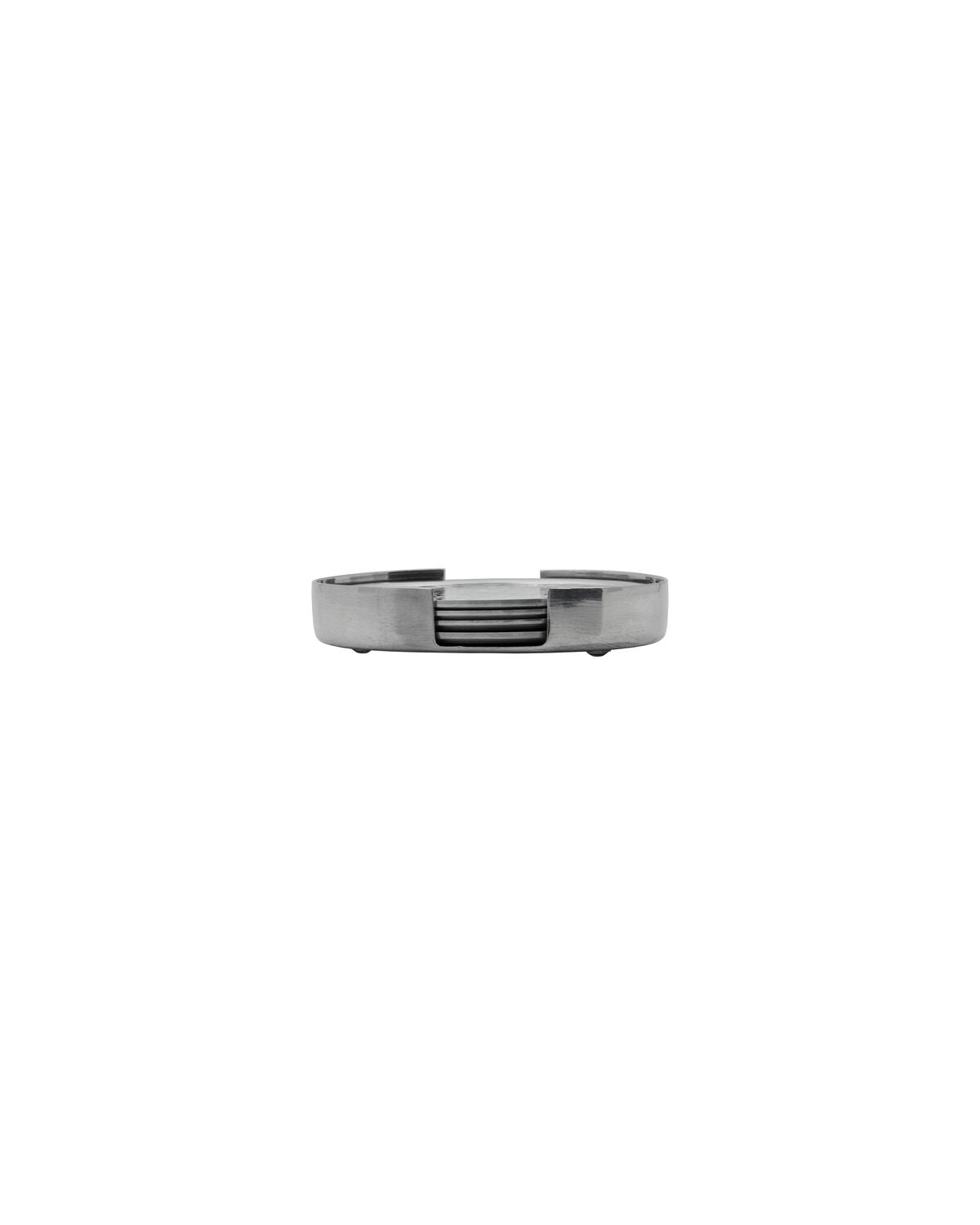 House Doctor Coaster Untersetzer Silber mit Halter, 4er-Set