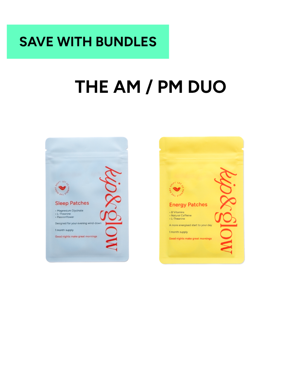 KIP & GLOW AM/PM Duo – Sleep & Energy Patches