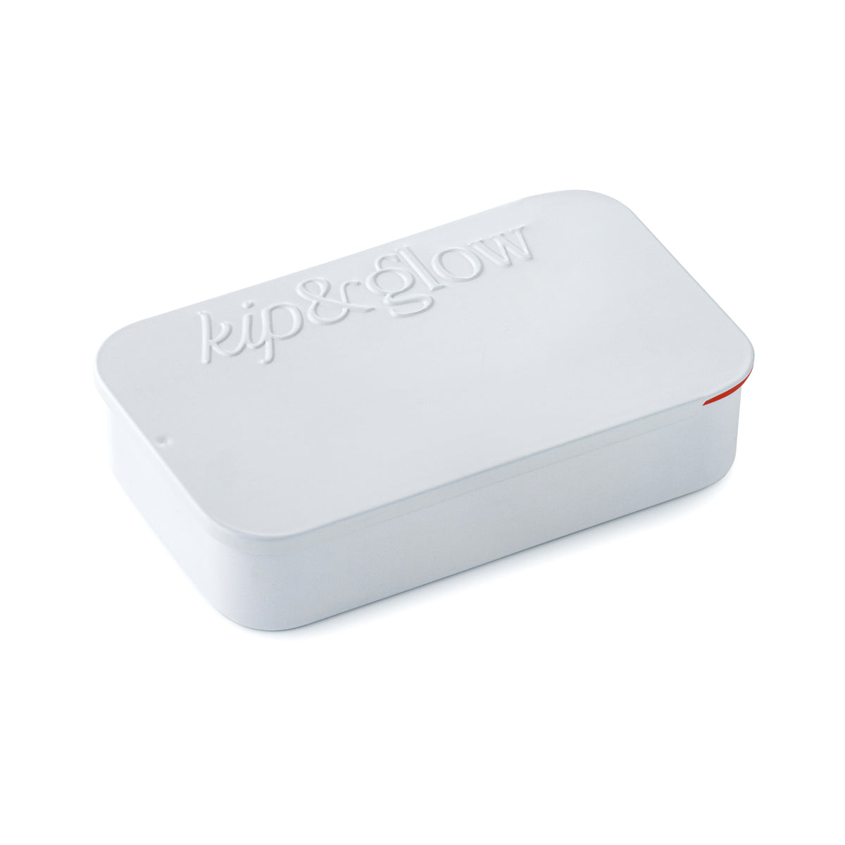 Geschlossene kip&glow Storage Tin in Weiss und Rot