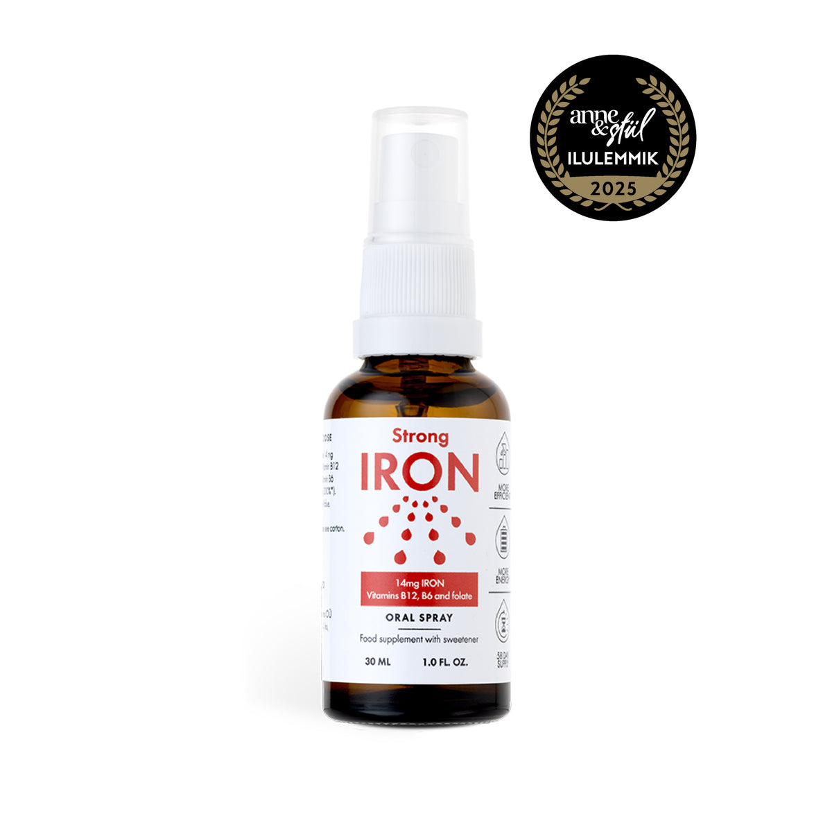 Norvita Strong Iron – Eisen, B12 & Folat Spray, 30 ml – Produktansicht